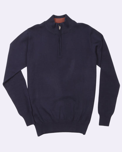 Navy Trico Pullover Half Zipper