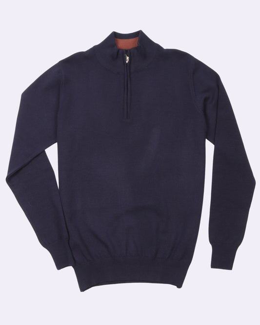 Navy Trico Pullover Half Zipper