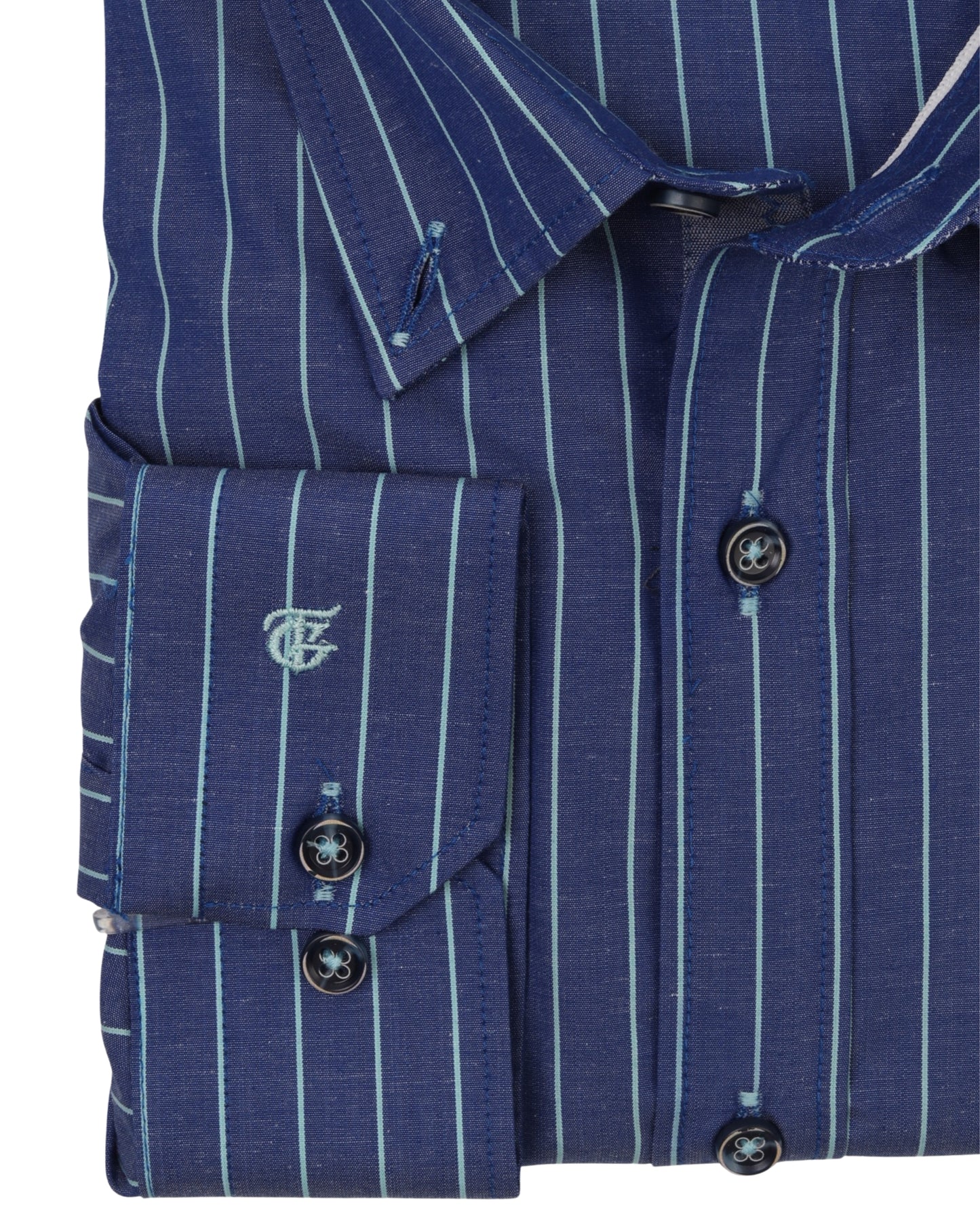 Blue Long Sleeve Shirt Pure Cotton - BigSize