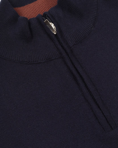 Navy Trico Pullover Half Zipper