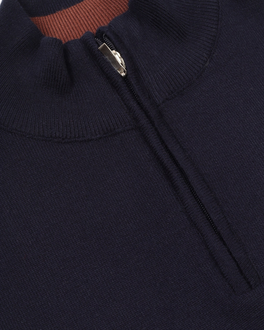 Navy Trico Pullover Half Zipper