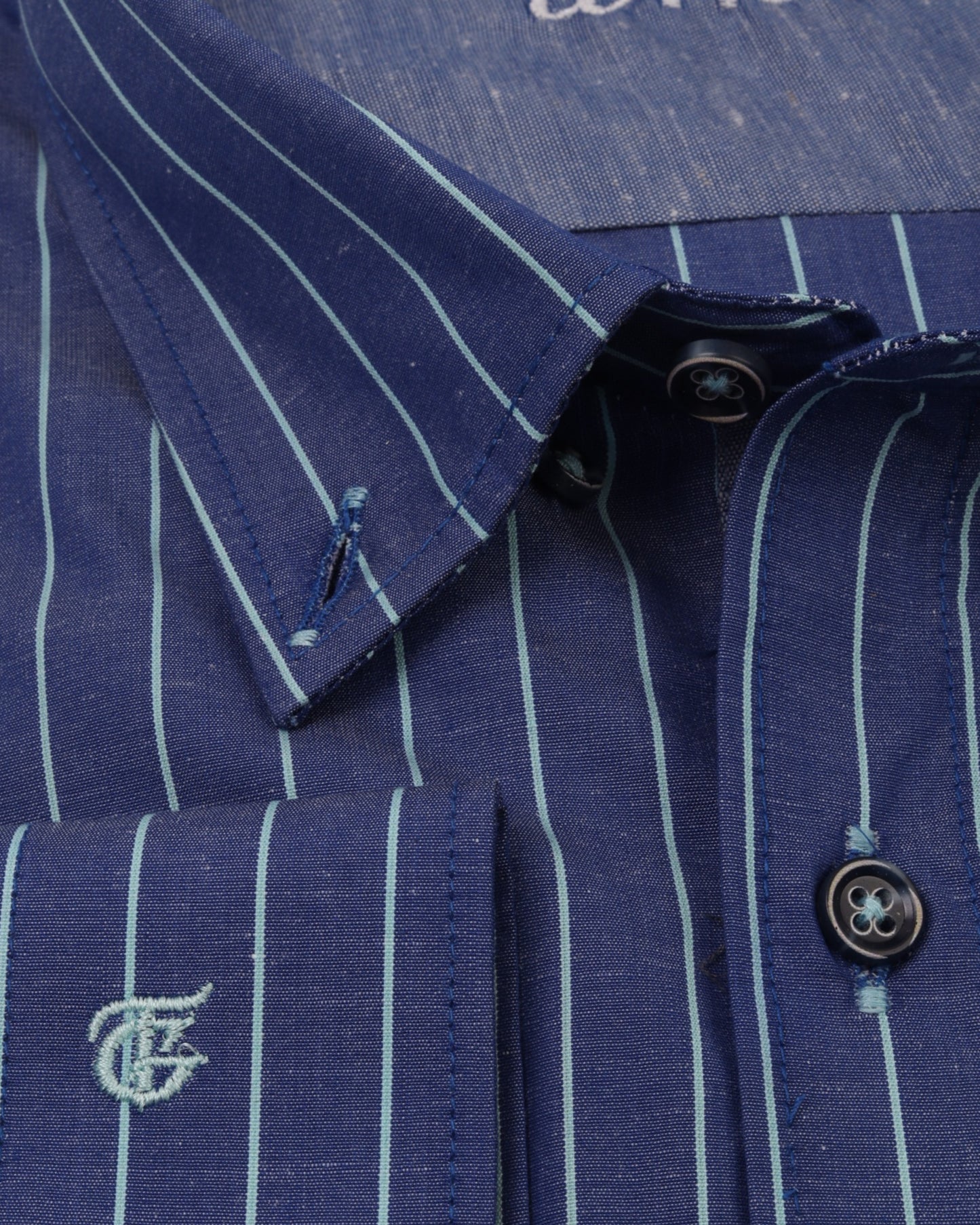 Blue Long Sleeve Shirt Pure Cotton - BigSize