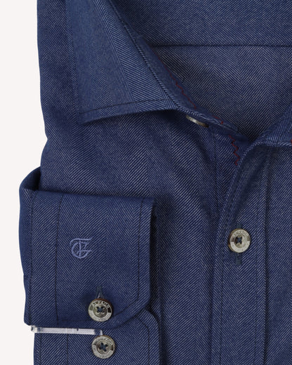 Dark Navy Wool Shirt - Big Size