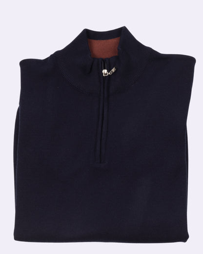 Navy Trico Pullover Half Zipper