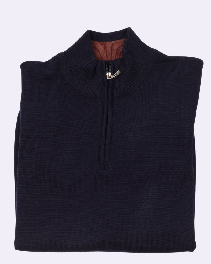Navy Trico Pullover Half Zipper
