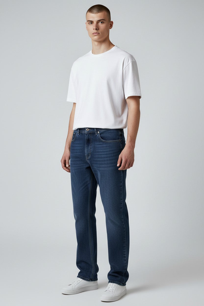 Mid Blue Classic Straight Jeans