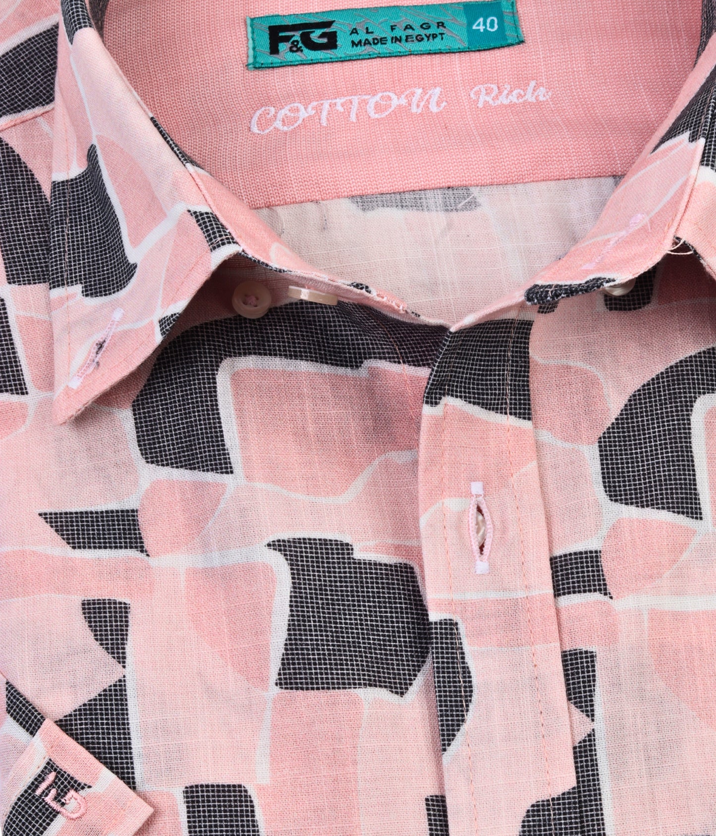ALFAGR Signature 100% Cotton Pink Printed Shirt