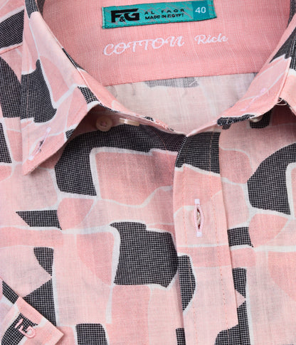 ALFAGR Signature 100% Cotton Pink Printed Shirt