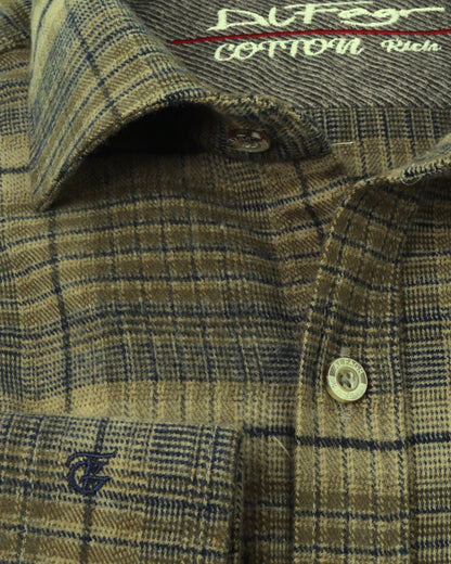 Olive Brown Wool Shirt - Big Size