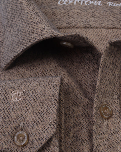 White Brown Wool Shirt - BigSize