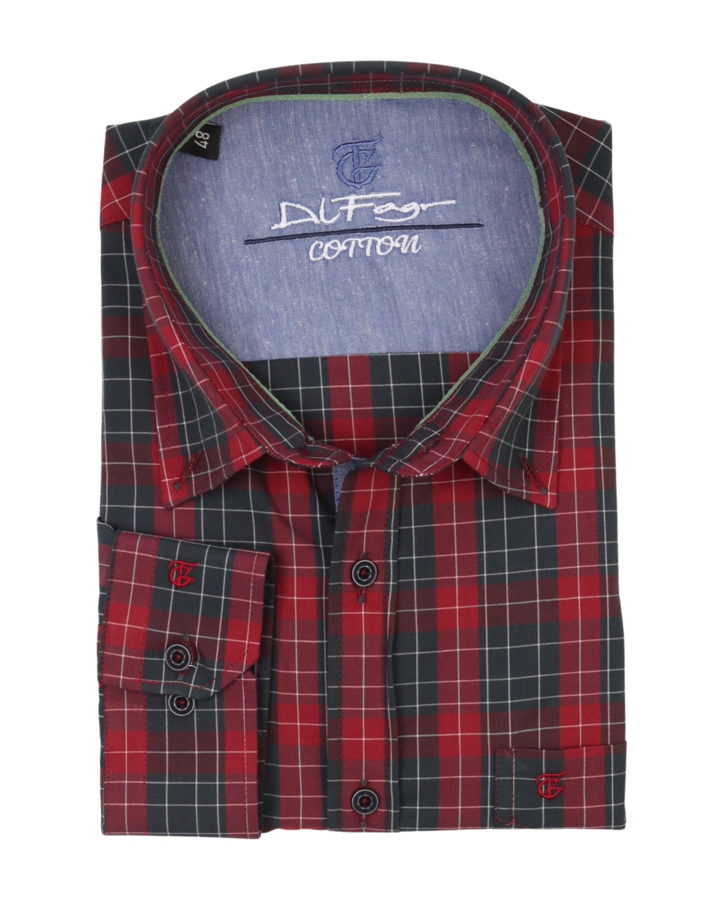 Maroon Long Sleeve Shirt Pure Cotton - BigSize