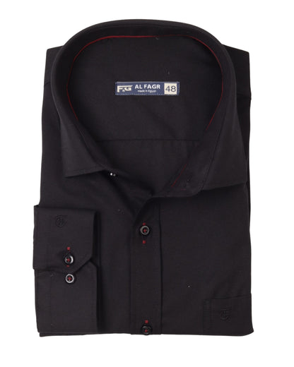 Black Long Sleeve Shirt Pure Oxford - BigSize