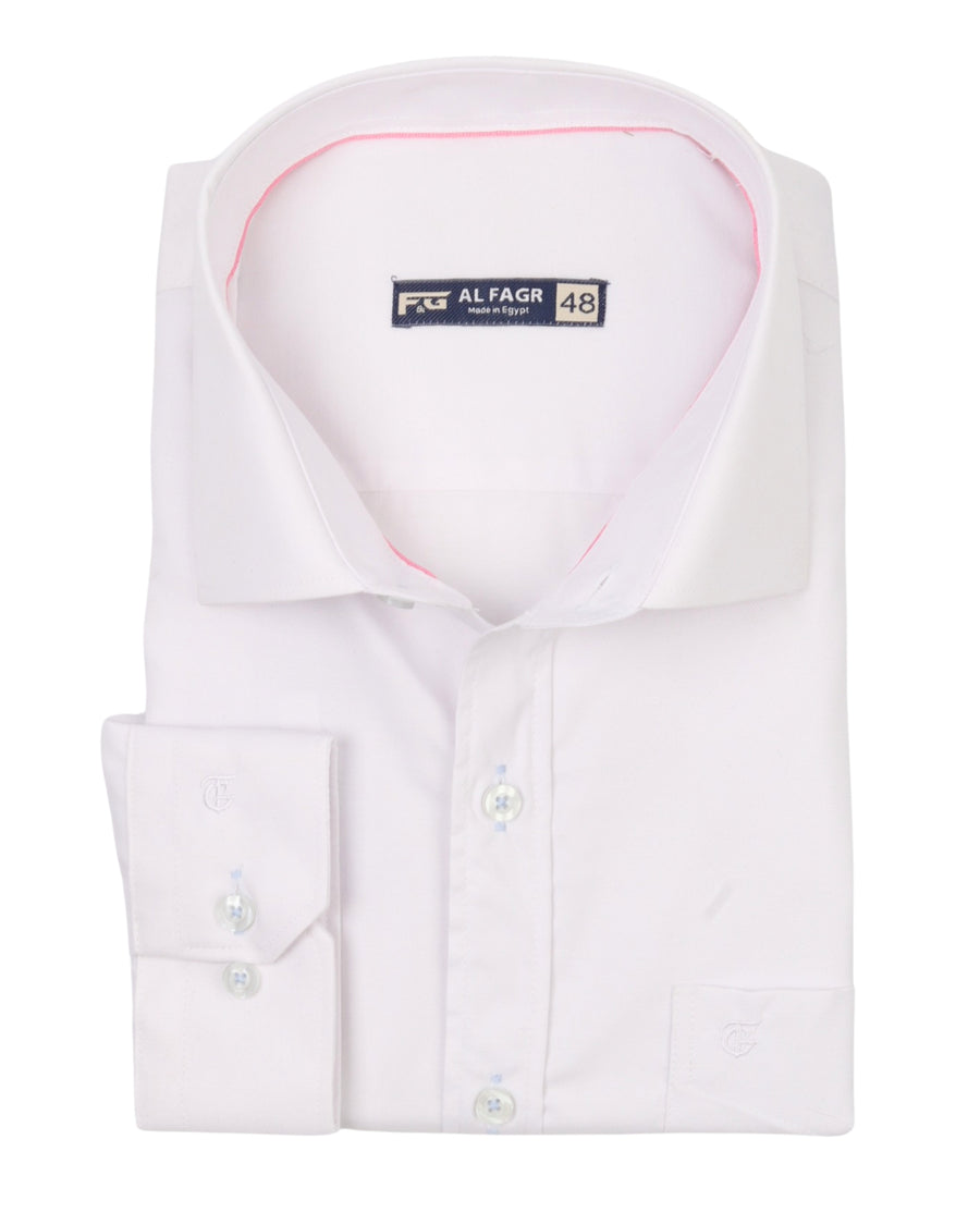 White Long Sleeve Shirt Pure Cotton - BigSize