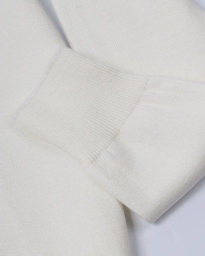 Cream White Trico Pullover Half Zipper