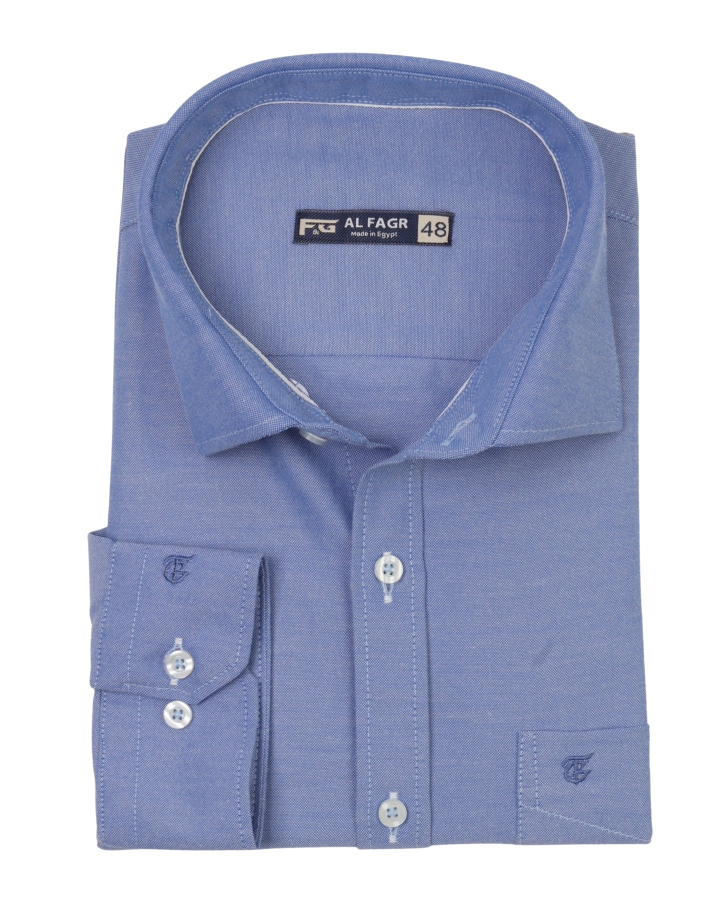 Blue Long Sleeve Shirt Pure Oxford - BigSize