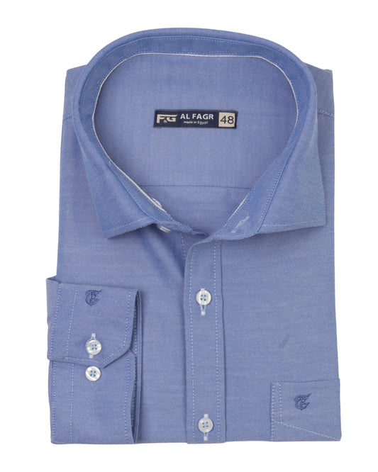Blue Long Sleeve Shirt Pure Oxford - BigSize
