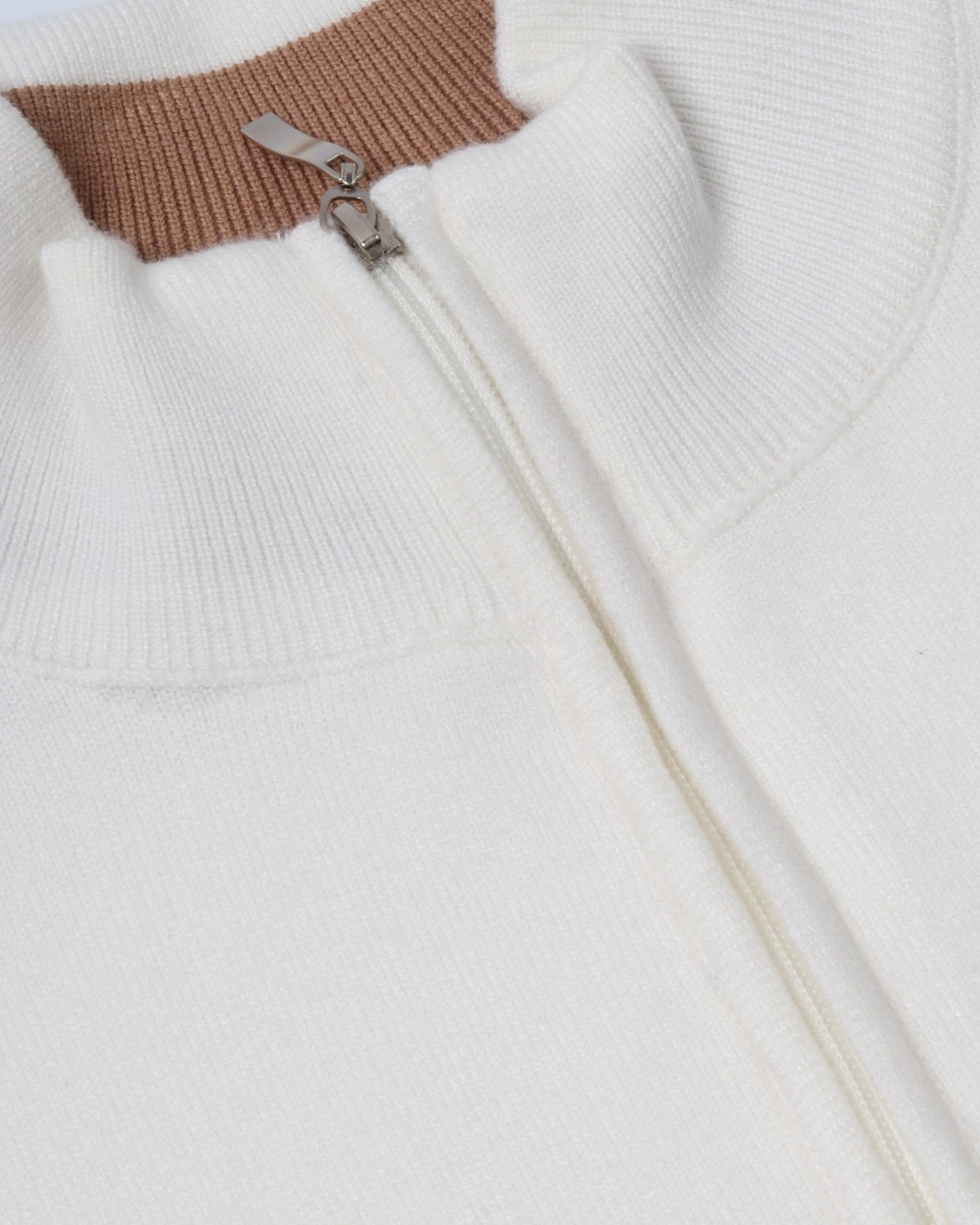 Cream White Trico Pullover Half Zipper