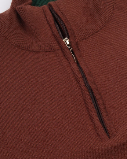 Brown Trico Pullover Half Zipper