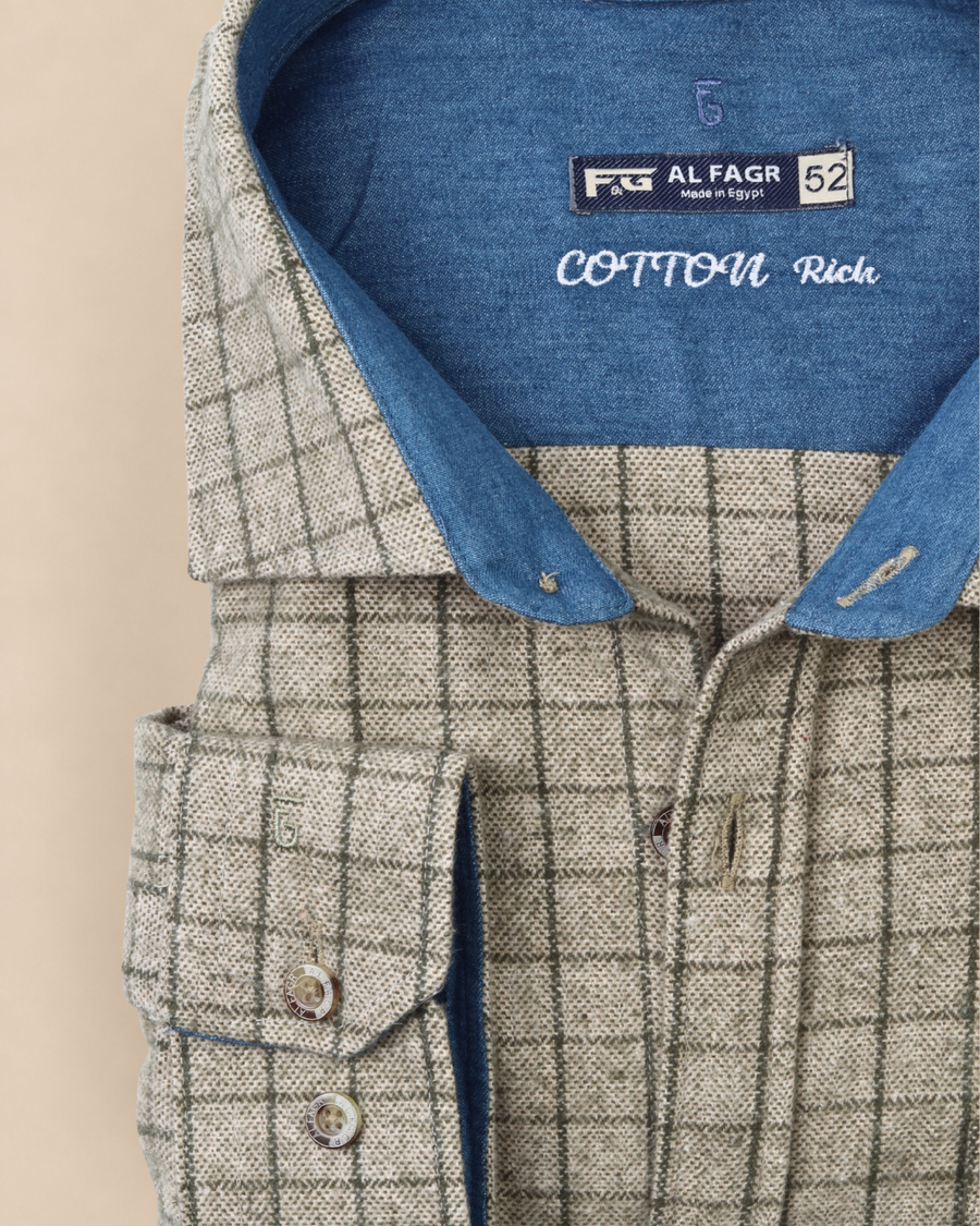 wool shirt cotton - BigSize