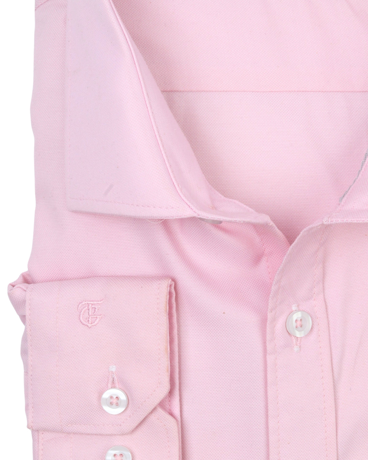 WhitePink Long Sleeve Shirt Pure Oxford - BigSize