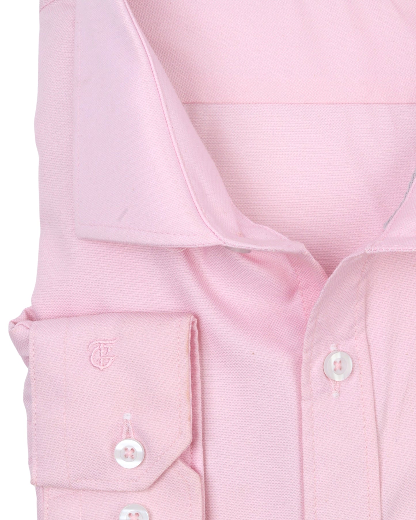 WhitePink Long Sleeve Shirt Pure Oxford - BigSize