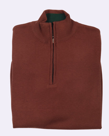 Brown Trico Pullover Half Zipper