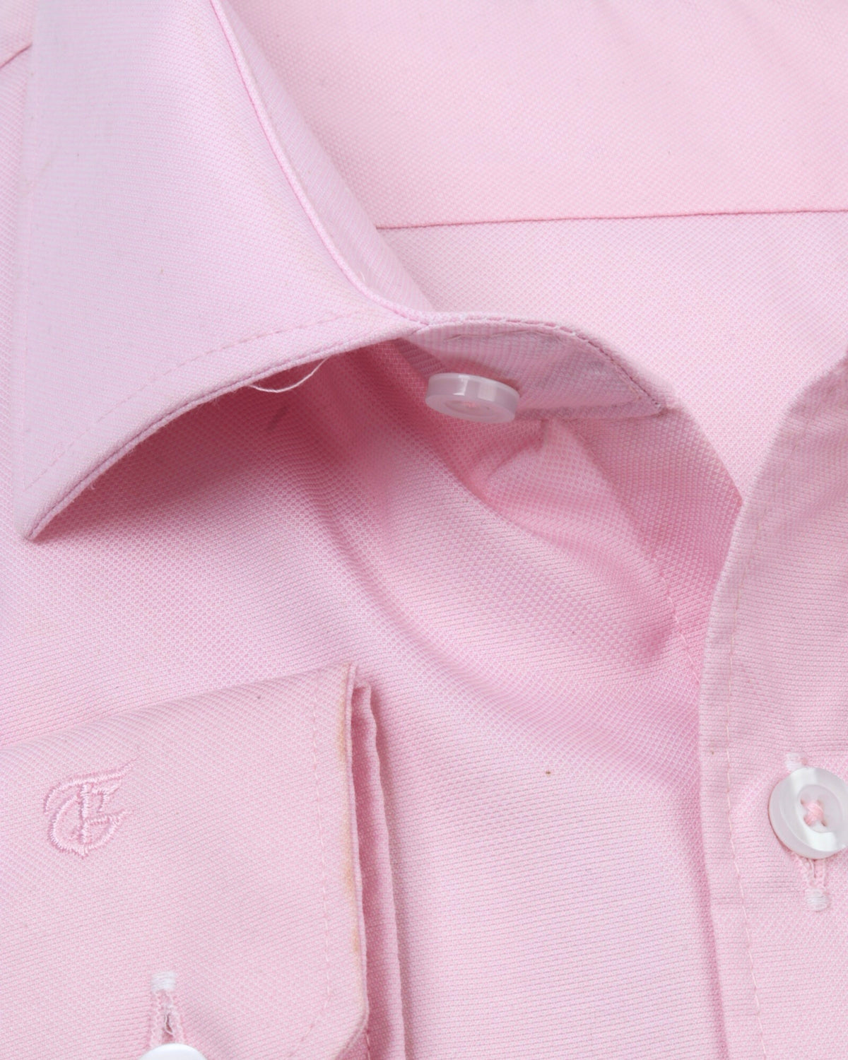 WhitePink Long Sleeve Shirt Pure Oxford - BigSize