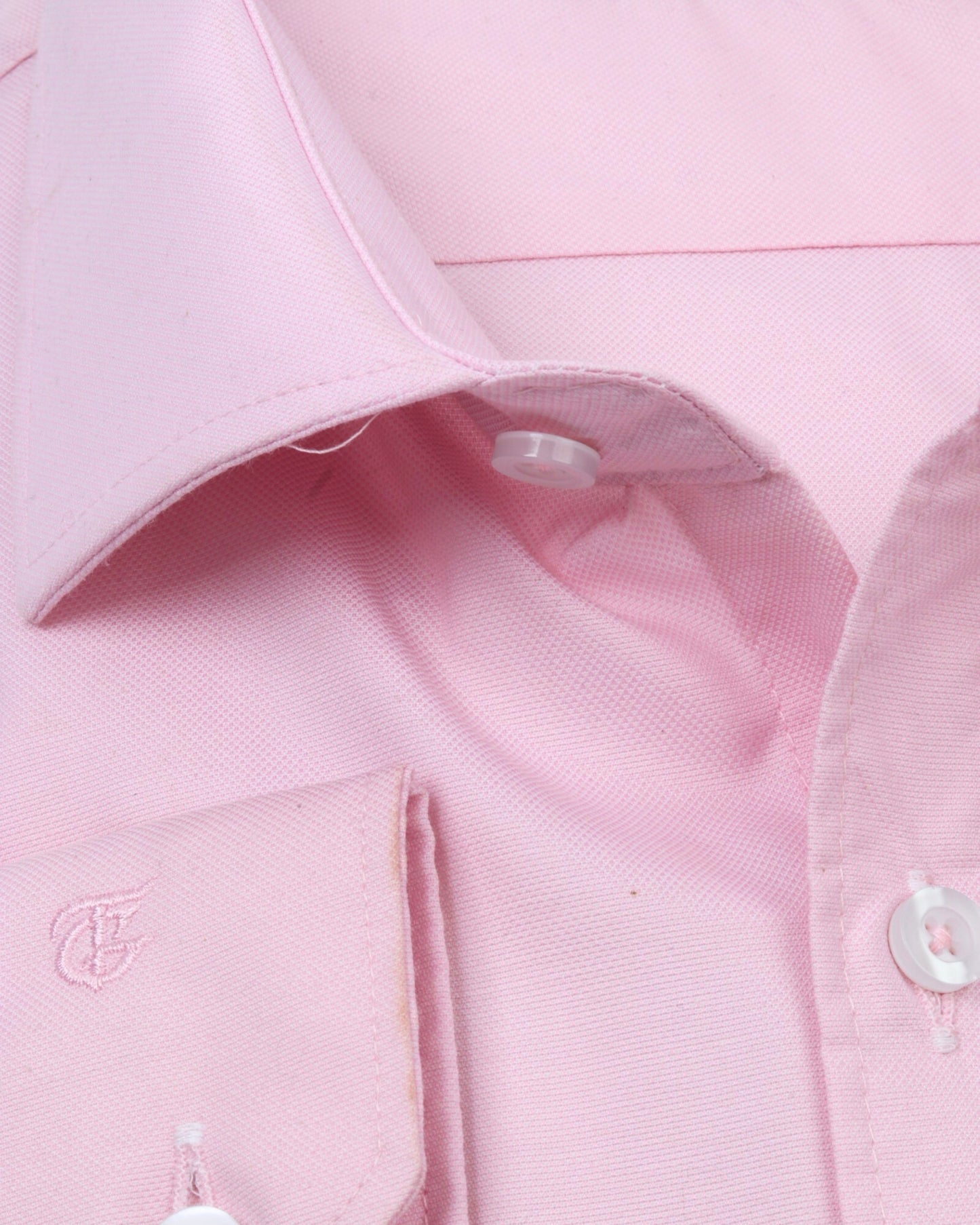 WhitePink Long Sleeve Shirt Pure Oxford - BigSize