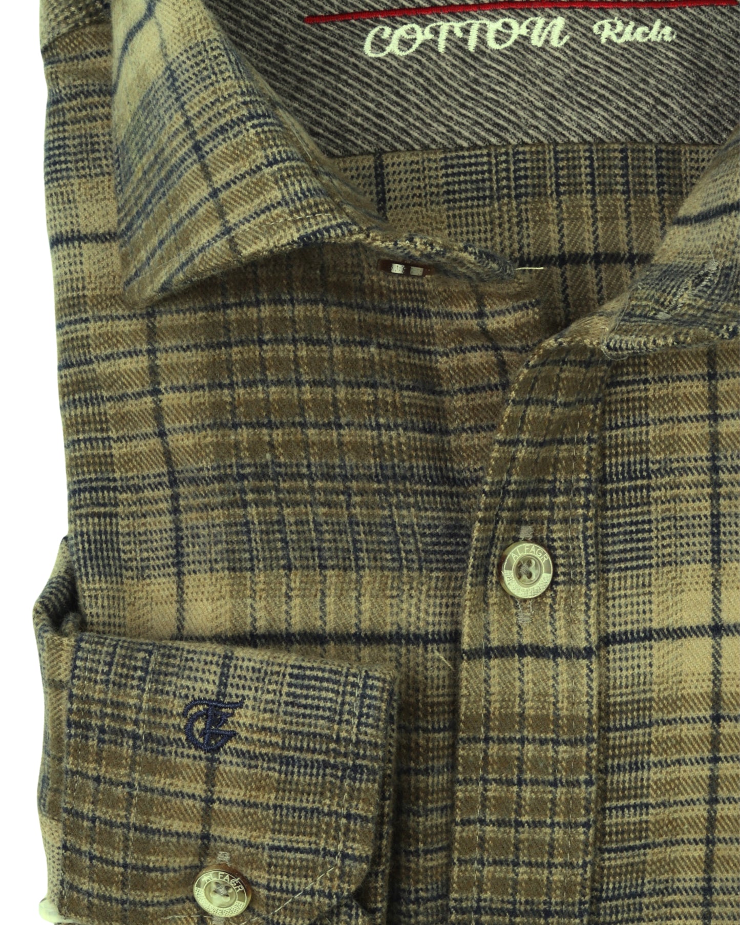 Olive Brown Wool Shirt - Big Size