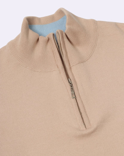 Beige Trico Pullover Half Zipper