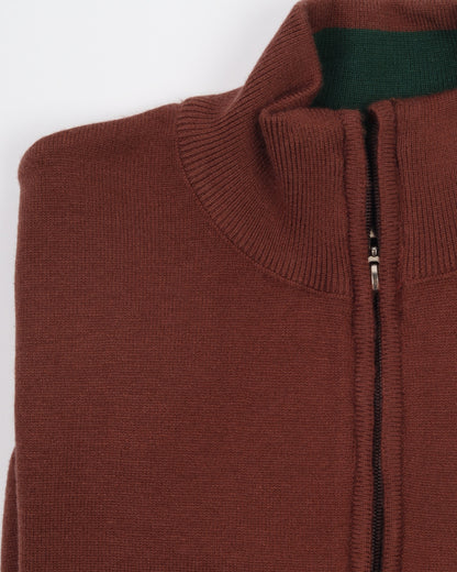 Brown Trico Pullover Half Zipper