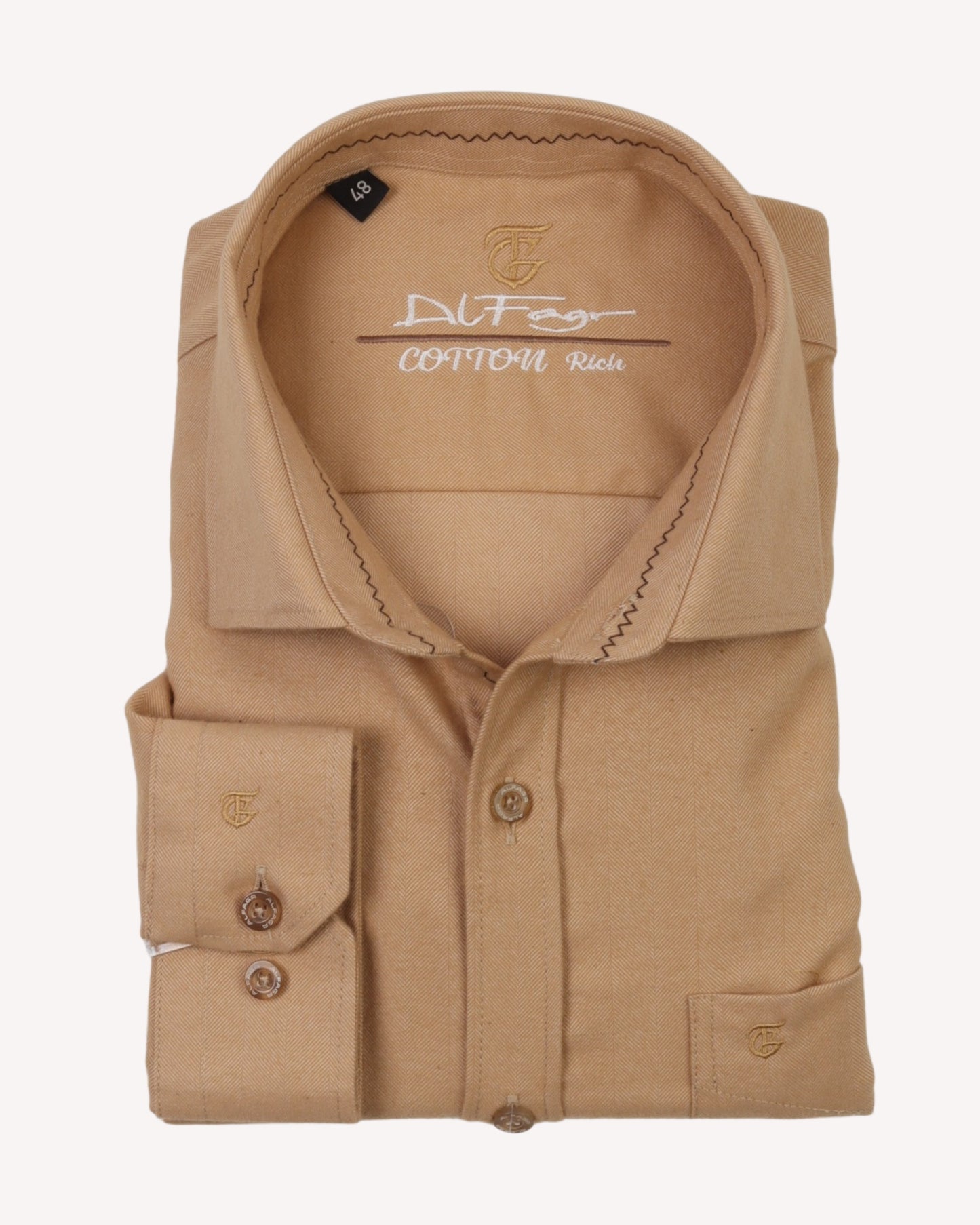 Beige Wool Shirt - Big Size