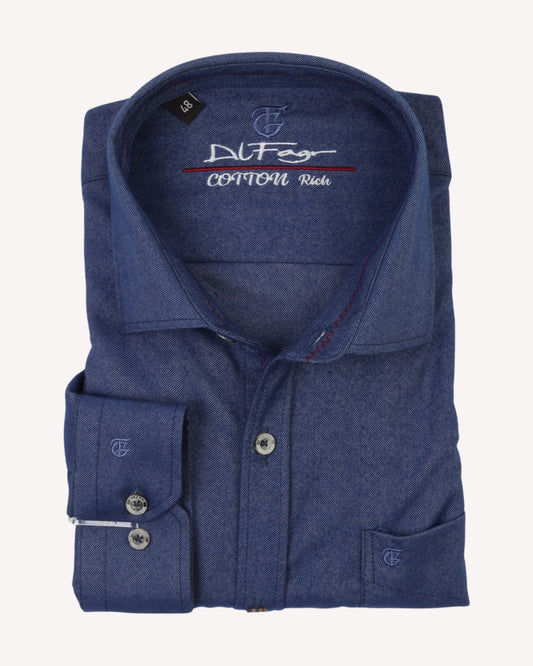 Dark Navy Wool Shirt - Big Size