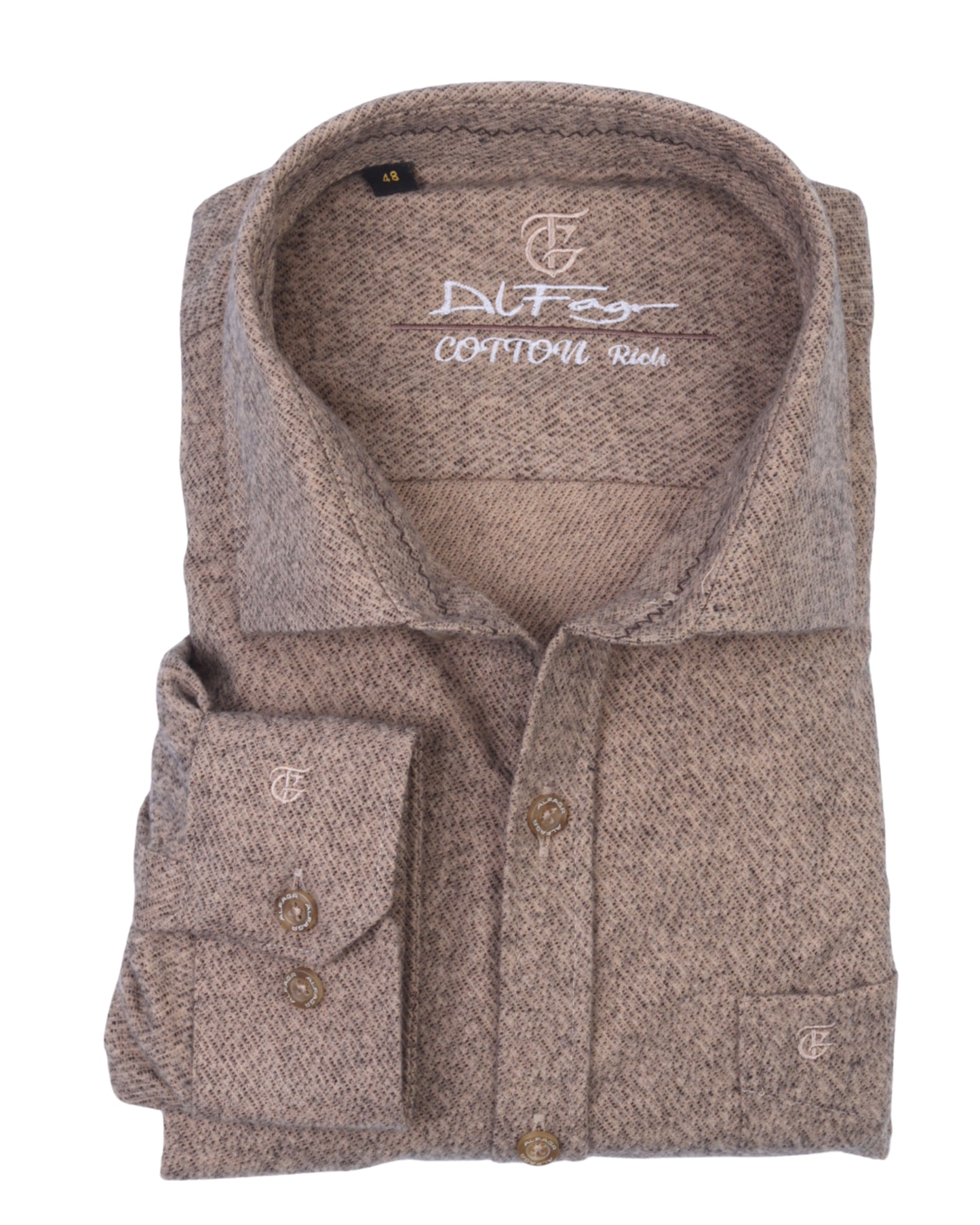 White Brown Wool Shirt - BigSize