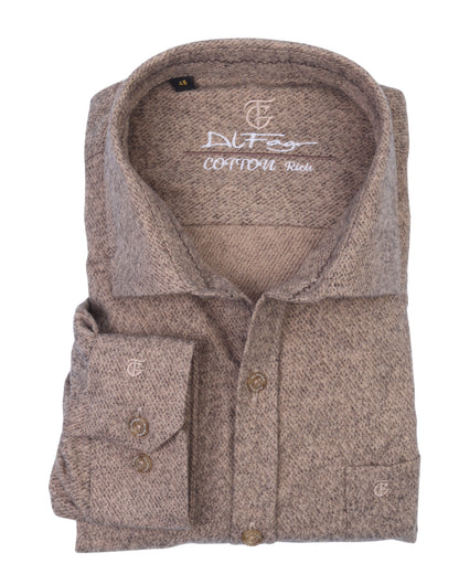 White Brown Wool Shirt - BigSize