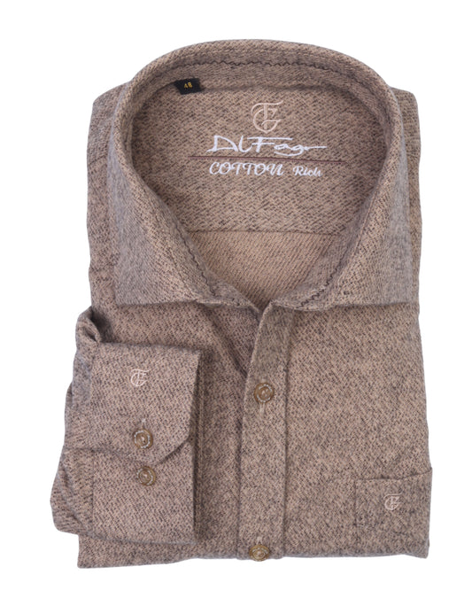 White Brown Wool Shirt - BigSize