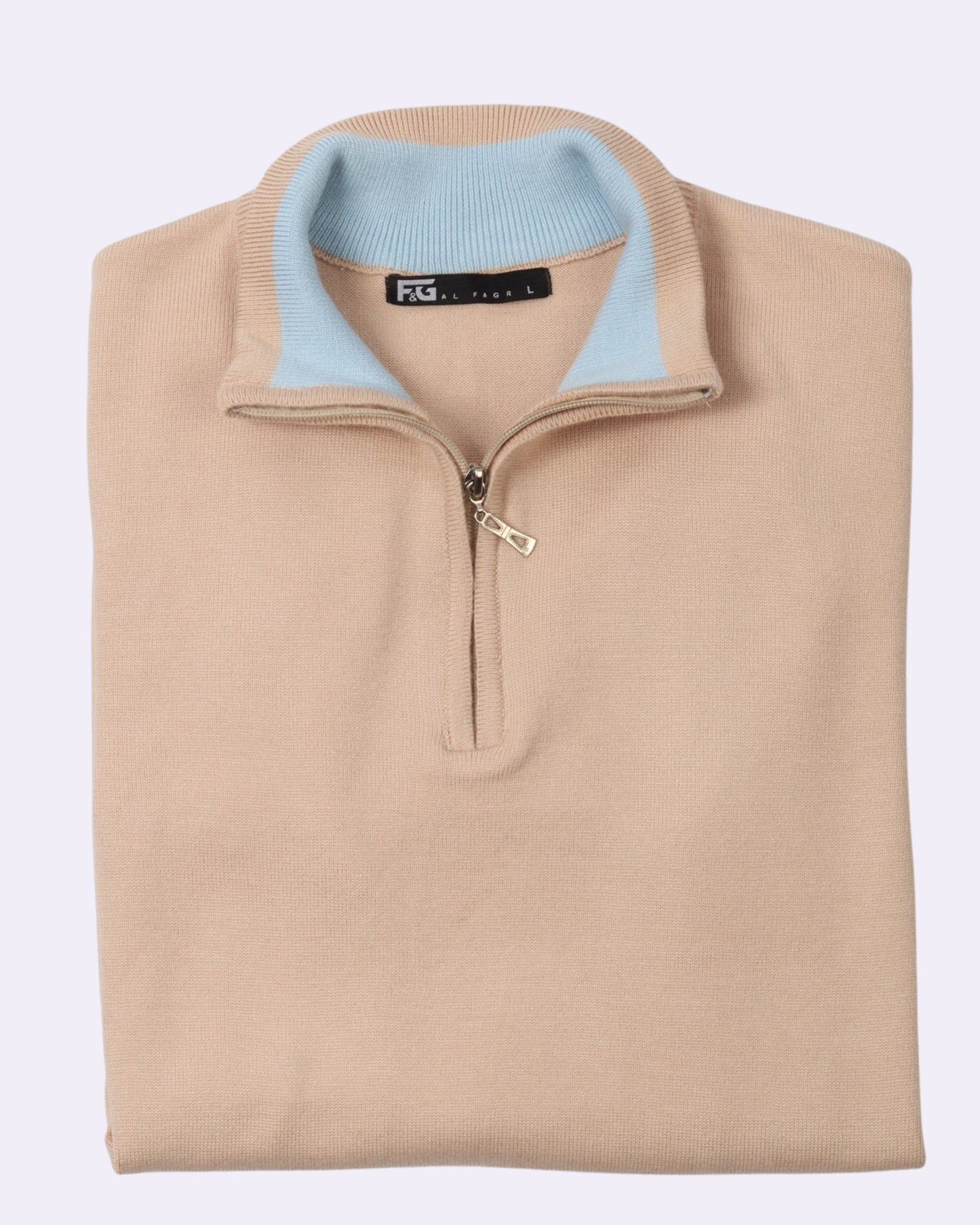 Beige Trico Pullover Half Zipper