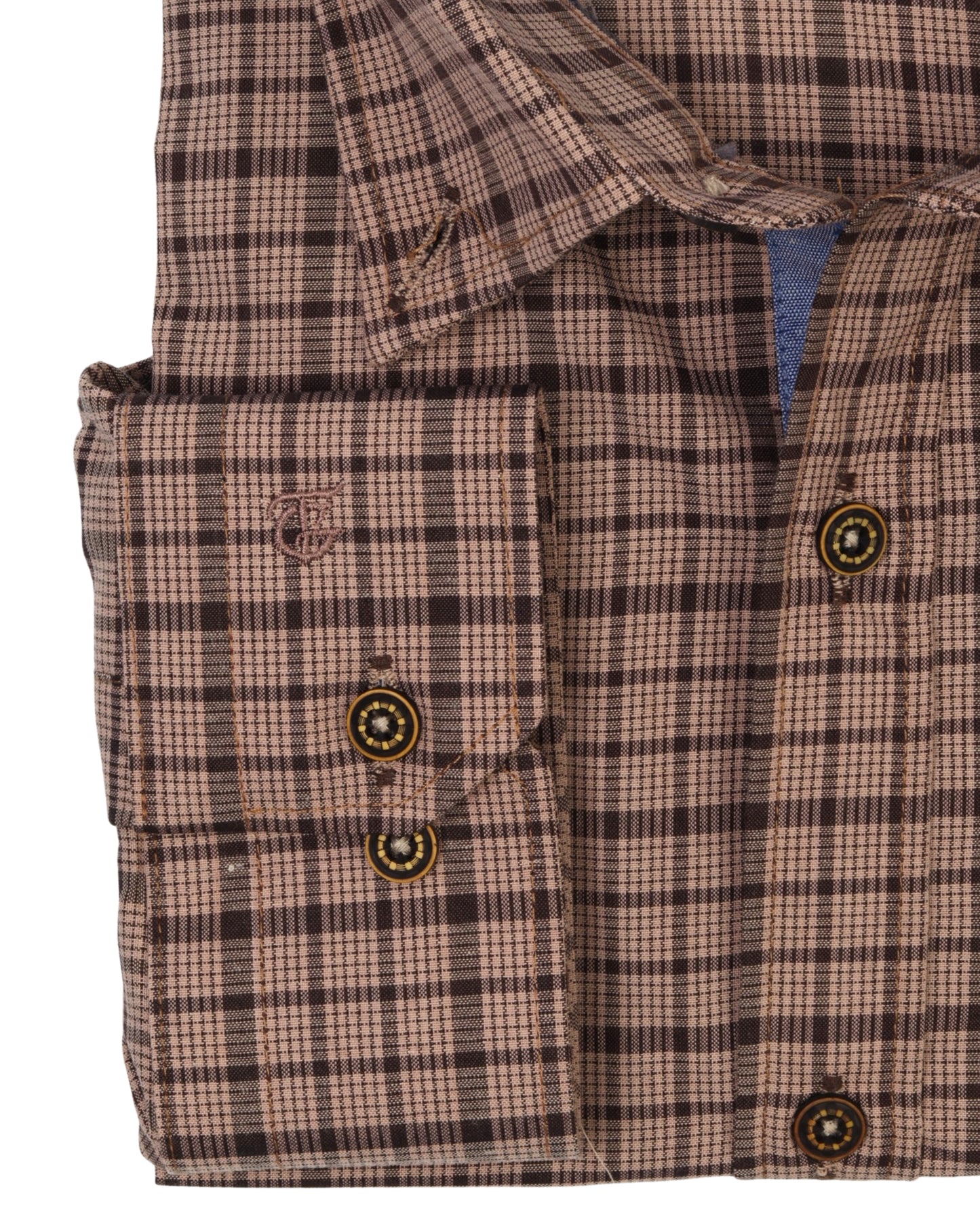 Brown Long Sleeve Shirt Pure Cotton - BigSize