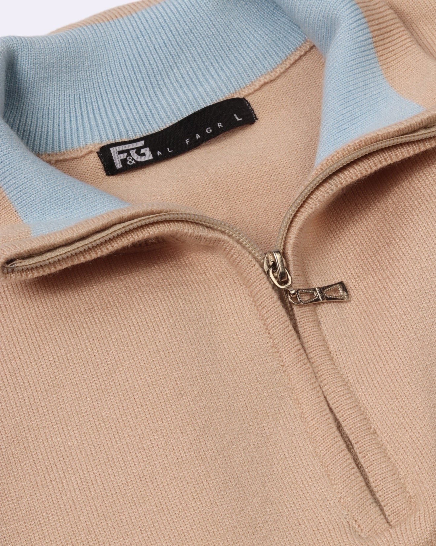 Beige Trico Pullover Half Zipper