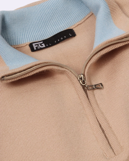 Beige Trico Pullover Half Zipper