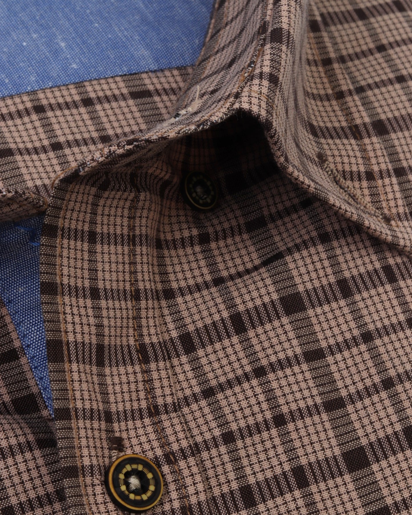 Brown Long Sleeve Shirt Pure Cotton - BigSize