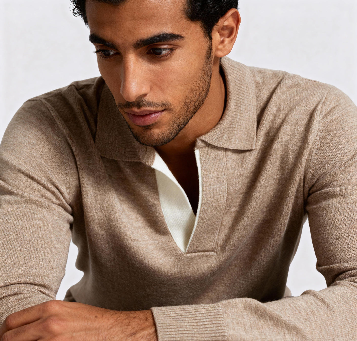 Beige Polo Neck Trico