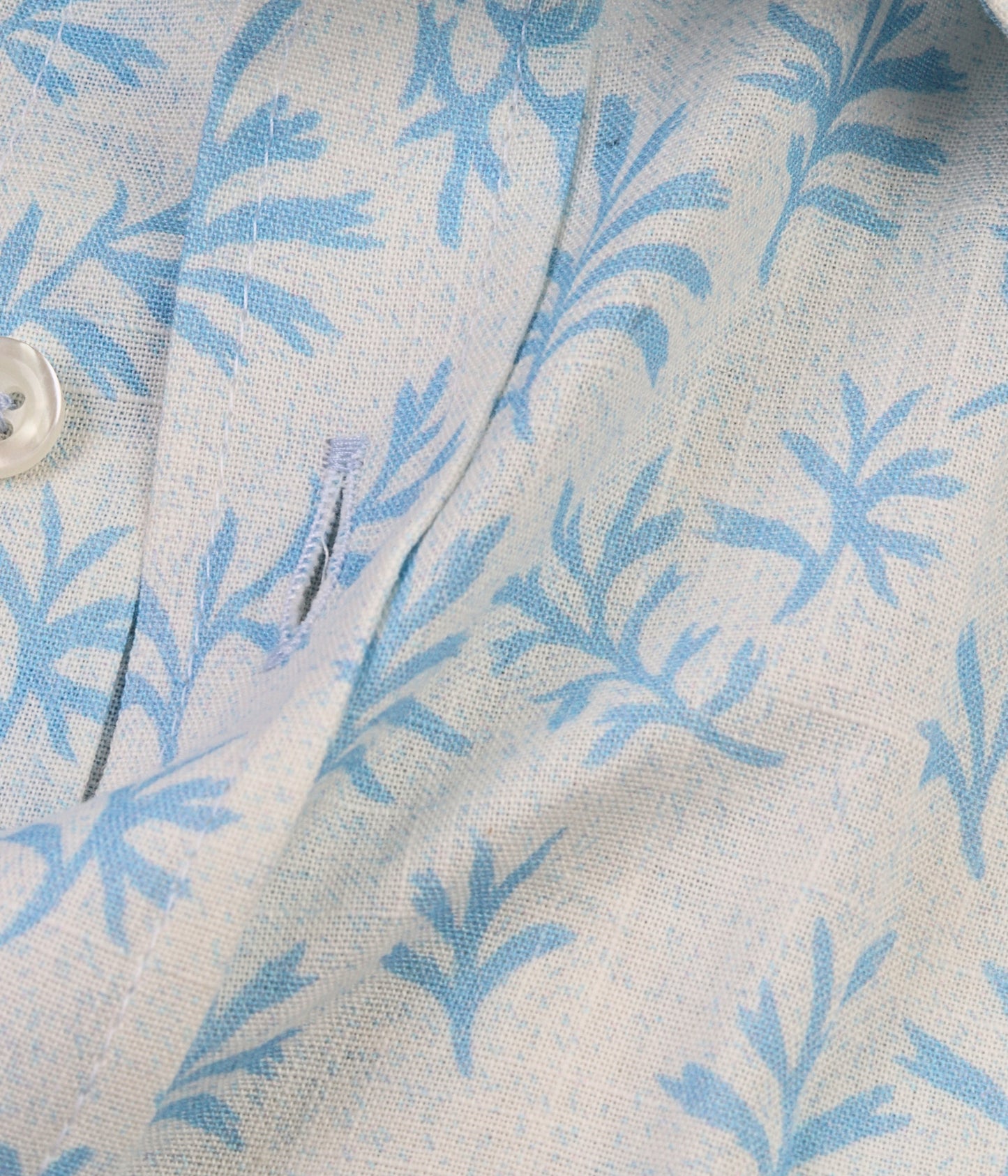 ALFAGR Riviera 100% Cotton Botanical Print Shirt – Sky Blue