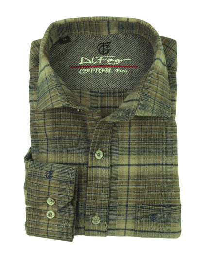 Olive Brown Wool Shirt - Big Size