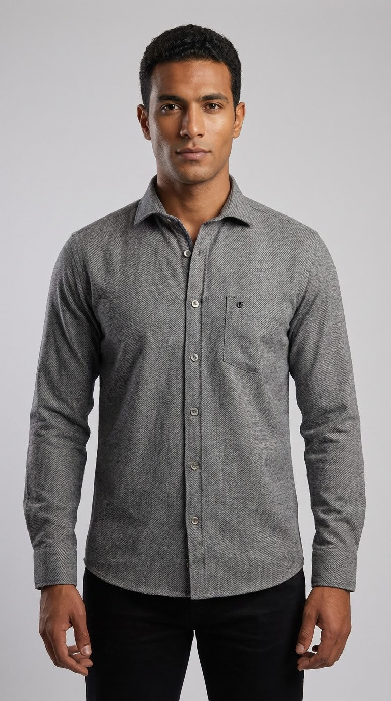 White Grey Wool Shirt