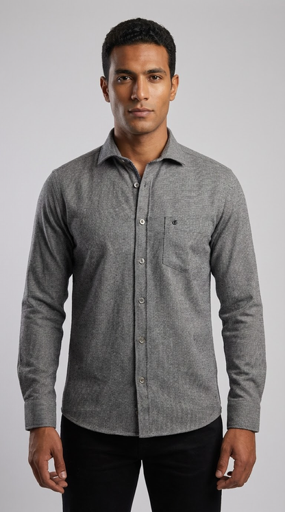 White Grey Wool Shirt