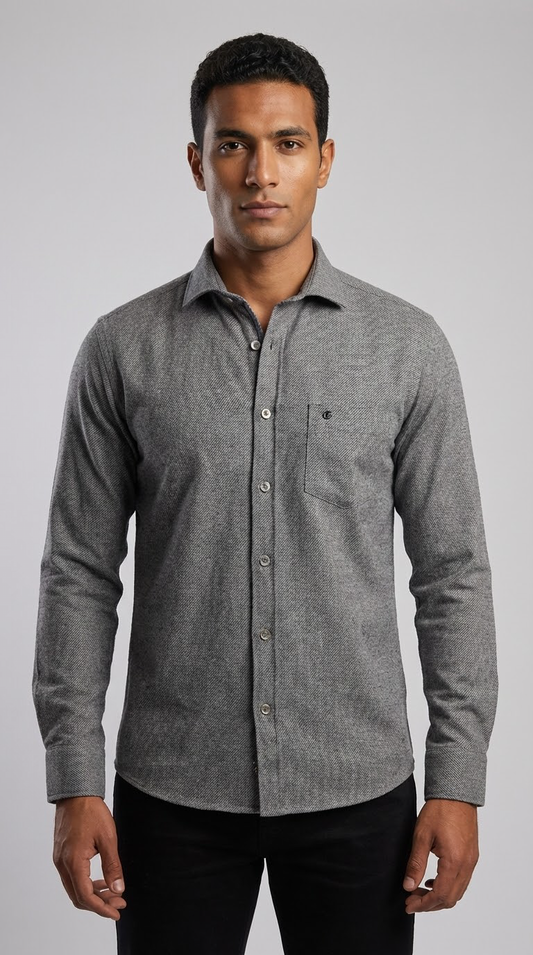 White Grey Wool Shirt