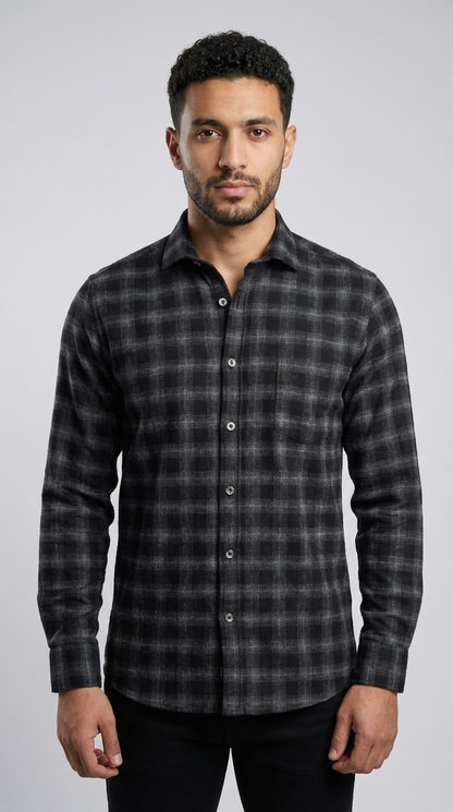 Dark Grey Wool Shirt - Big Size