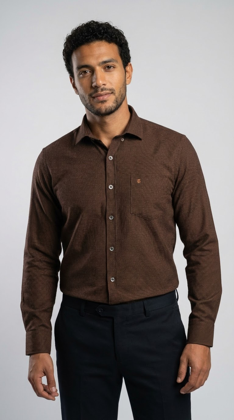 Brown Wool shirt - Big Size