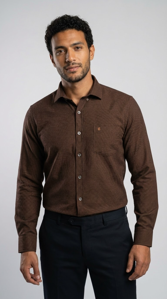 Brown Wool shirt - Big Size
